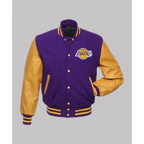 Los Angeles Lakers Purple Varsity Bomber Jacket 1 Los Angeles Lakers Purple Varsity Bomber Jacket