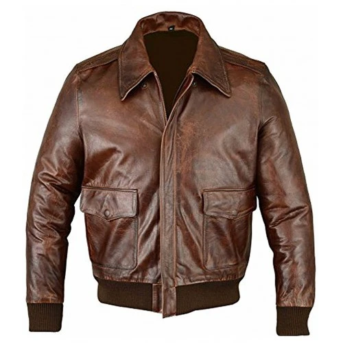 A2 Air Force Distressed Brown Real Leather Bomber Flight Jacket 1 A2 Air Force Distressed Brown Real Leather Bomber Flight Jacket