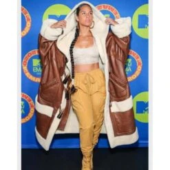 Alicia Keys Shearling Coat