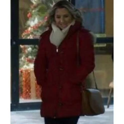 Candy Cane Christmas Phoebe Saunders Coat -Film Star Cheap Outfits Store Beverley Mitchell Candy Cane Christmas Coat 500x500 1