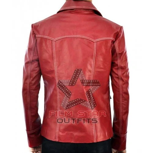 Fight Club Brad Pitt (Tyler Durden) Leather Red Jacket 2 Fight Club Brad Pitt (Tyler Durden) Leather Red Jacket - Image 2