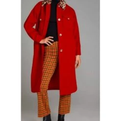 Side Hustle Presley Leopard Collar Red Coat -Film Star Cheap Outfits Store Jayden Bartels TV Series Side Hustle Presley Leopard Collar Red Coat 500x500 1
