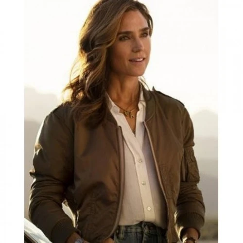Jennifer Connelly Top Gun Maverick Brown Jacket 2 Jennifer Connelly Top Gun Maverick Brown Jacket - Image 2