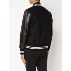 Mens Leather Sleeves Black Bomber Jacket -Film Star Cheap Outfits Store John Elliott leather sleeves bomber jacket 4 500x500 1