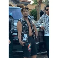 Juice Wrld Black Studded Jean Vest