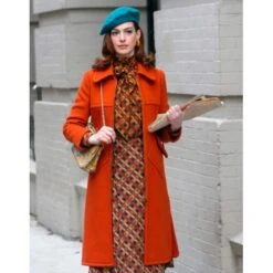 Anne Hathaway Modern Love Orange Coat -Film Star Cheap Outfits Store Modern Love Orange Coat 500x500 1