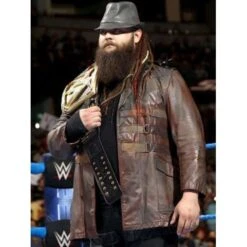 WWE Bray Wyatt Brown Leather Jacket -Film Star Cheap Outfits Store WWE Bray Wyatt Brown Leather Jacket 500x500 1