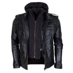 WWE Superstar AJ Style Hooded Leather Jacket -Film Star Cheap Outfits Store WWE Superstar AJ Style Blacke Leather Jacket 500x500 1