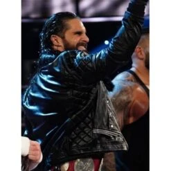 WWE Seth Rollins Black Leather Jacket -Film Star Cheap Outfits Store WWE Superstar Seth Rollins Fur Collar Black Leather Jacket 500x500 1