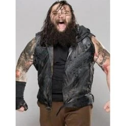 WWE Bray Wyatt Black Leather Hooded Vest -Film Star Cheap Outfits Store WWE Wrestler Bray Wyatt Black Leather Vest 500x500 1