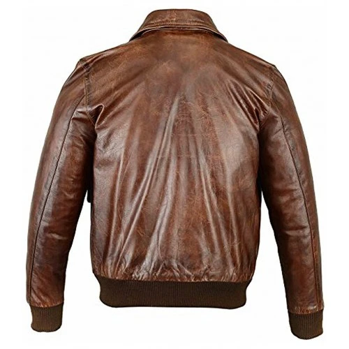 A2 Air Force Distressed Brown Real Leather Bomber Flight Jacket 2 A2 Air Force Distressed Brown Real Leather Bomber Flight Jacket - Image 2