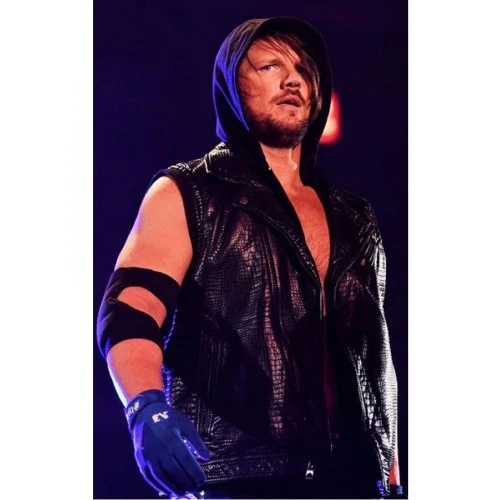 AJ Styles Hoodie Leather Vest From WWE 1 AJ Styles Hoodie Leather Vest From WWE