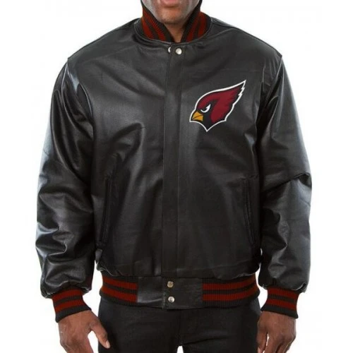 Arizona Cardinals Varsity Black Leather Jacket 1 Arizona Cardinals Varsity Black Leather Jacket