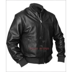 Men's Black Neron Bomber Leather Jacket