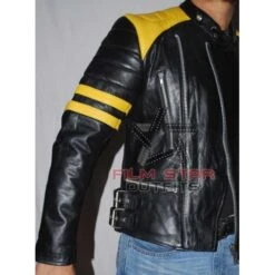 Brando Biker Yellow & Black Leather Jacket -Film Star Cheap Outfits Store brando biker yellow jacket 1 500x500 1