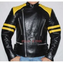 Brando Biker Yellow & Black Leather Jacket