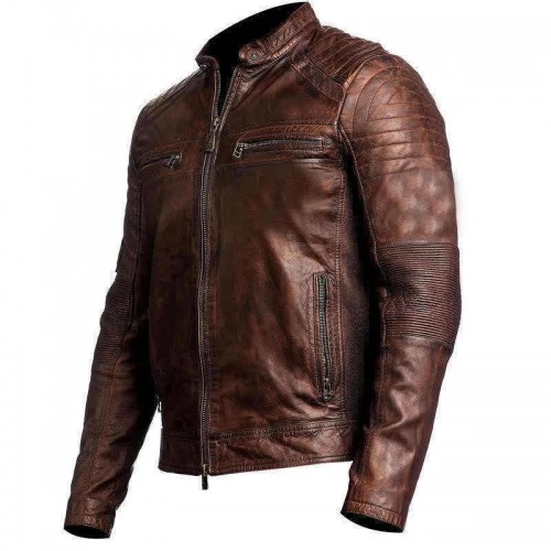 Cafe Racer 2016 Biker Brown Leather Jacket 2 Cafe Racer 2016 Biker Brown Leather Jacket - Image 2