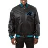 Carolina Panthers Varsity Black Leather Jacket