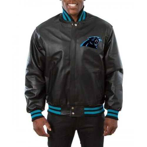 Carolina Panthers Varsity Black Leather Jacket 1 Carolina Panthers Varsity Black Leather Jacket