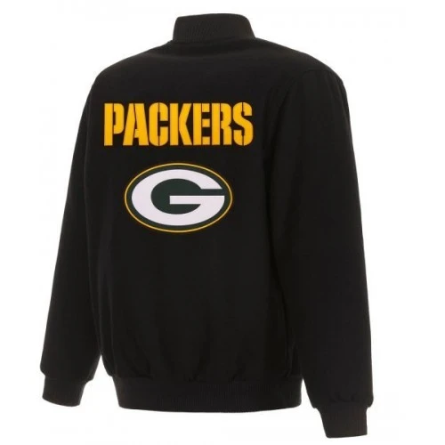Green Bay Packers Varsity Black Wool Jacket 2 Green Bay Packers Varsity Black Wool Jacket - Image 2