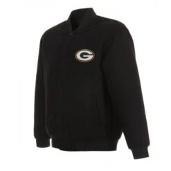 Green Bay Packers Varsity Black Wool Jacket