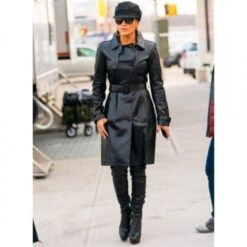 Jennifer Lopez Hustlers Leather Trench Coat