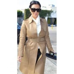 Buy Kim Kardashian Long Leather Coat