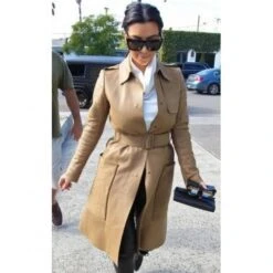 Buy Kim Kardashian Long Leather Coat -Film Star Cheap Outfits Store kim kardashian stylish long coat 6 500x500 1