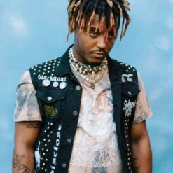 Juice Wrld Black Denim Vest With Studs