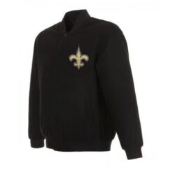New Orleans Saints Varsity Black Wool Jacket