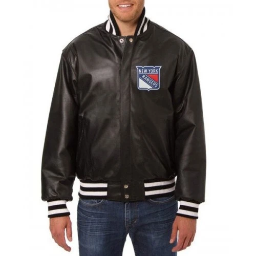 New York Rangers Varsity Leather Jacket 1 New York Rangers Varsity Leather Jacket