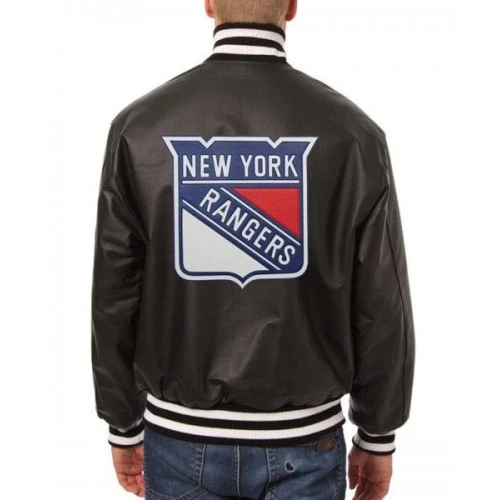 New York Rangers Varsity Leather Jacket 2 New York Rangers Varsity Leather Jacket - Image 2