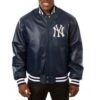 New York Yankees Varsity Navy Blue Leather Jacket