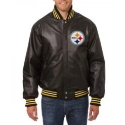 Pittsburgh Steelers Varsity Black Leather Jacket