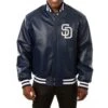 San Diego Padres Varsity Navy Blue Leather Jacket