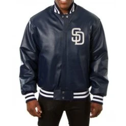 San Diego Padres Varsity Navy Blue Leather Jacket