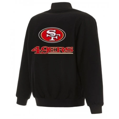 San Francisco 49ers Varsity Black Wool Jacket 2 San Francisco 49ers Varsity Black Wool Jacket - Image 2