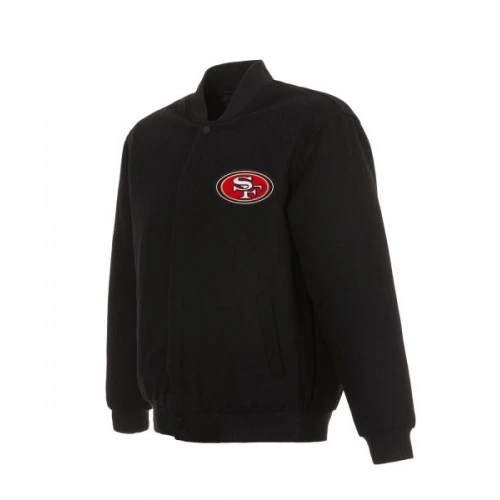 San Francisco 49ers Varsity Black Wool Jacket 1 San Francisco 49ers Varsity Black Wool Jacket