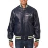 Seattle Seahawks Varsity Navy Blue Leather Jacket