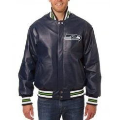 Seattle Seahawks Varsity Navy Blue Leather Jacket