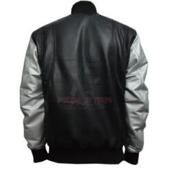 Mens Silver Sleeve Teddy Bomber Leather Jacket -Film Star Cheap Outfits Store silver sleeve kanye west teddy jacket 2 500x500 1