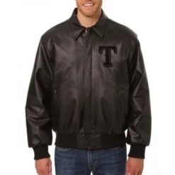 Texas Rangers Varsity Black Leather Jacket